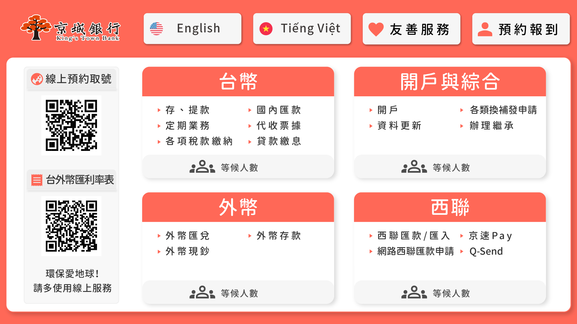 取號主畫面 — 服務分類